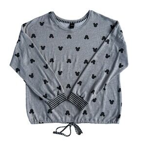 Disney Women's Pajama Top Shirt XL Gray Mickey Mouse Print Super Soft Lounge Tee